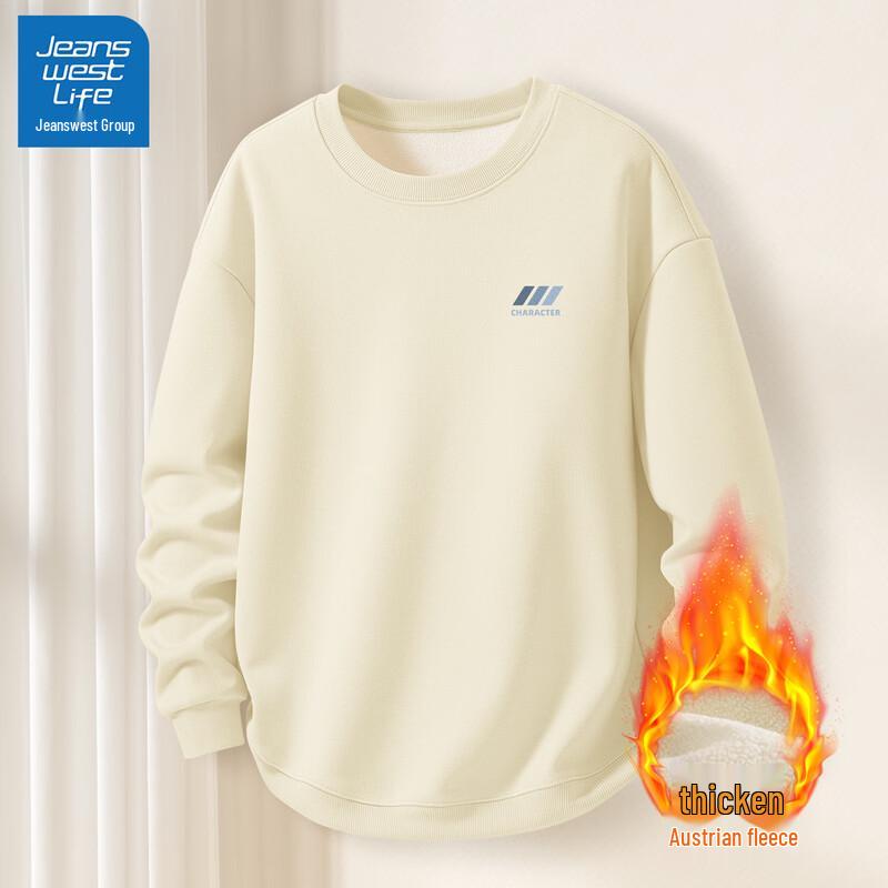 

JEANSWEST LIFE Men s Warm Loose Fit Round Neck Sweatshirt 3XL