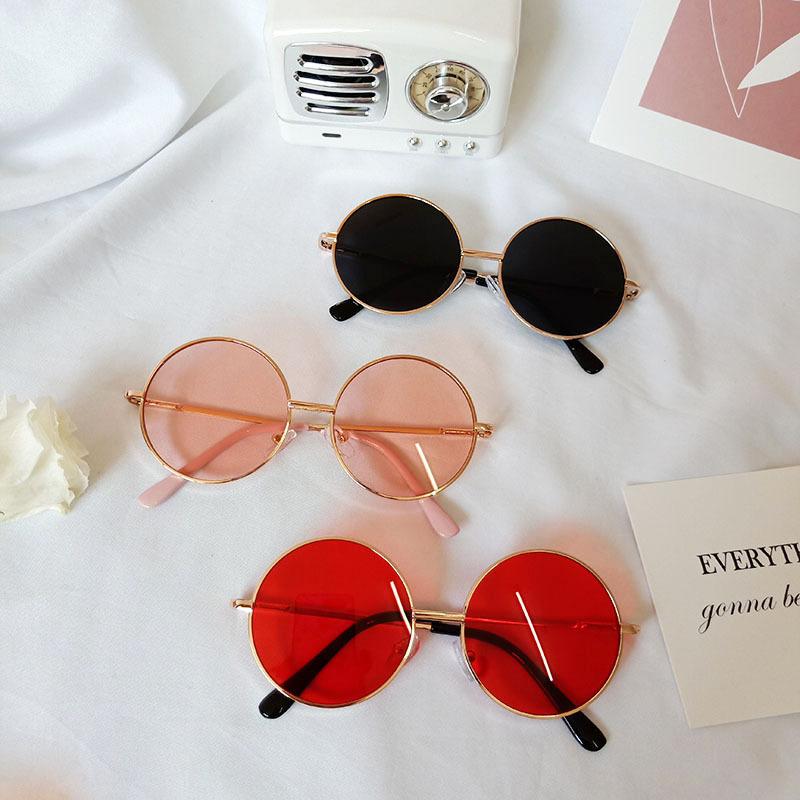 New round frame children's sunglasses baby stand glasses fashion metal sunglasses