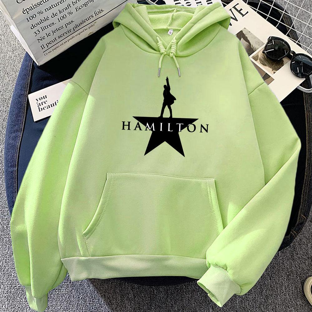 Winter Long Sleeve Hooded Pullovers Musical Hamiltonn Graphic Hoodies Sudadera Mujer Round Neck Pocket Women Sweatshirts Printed