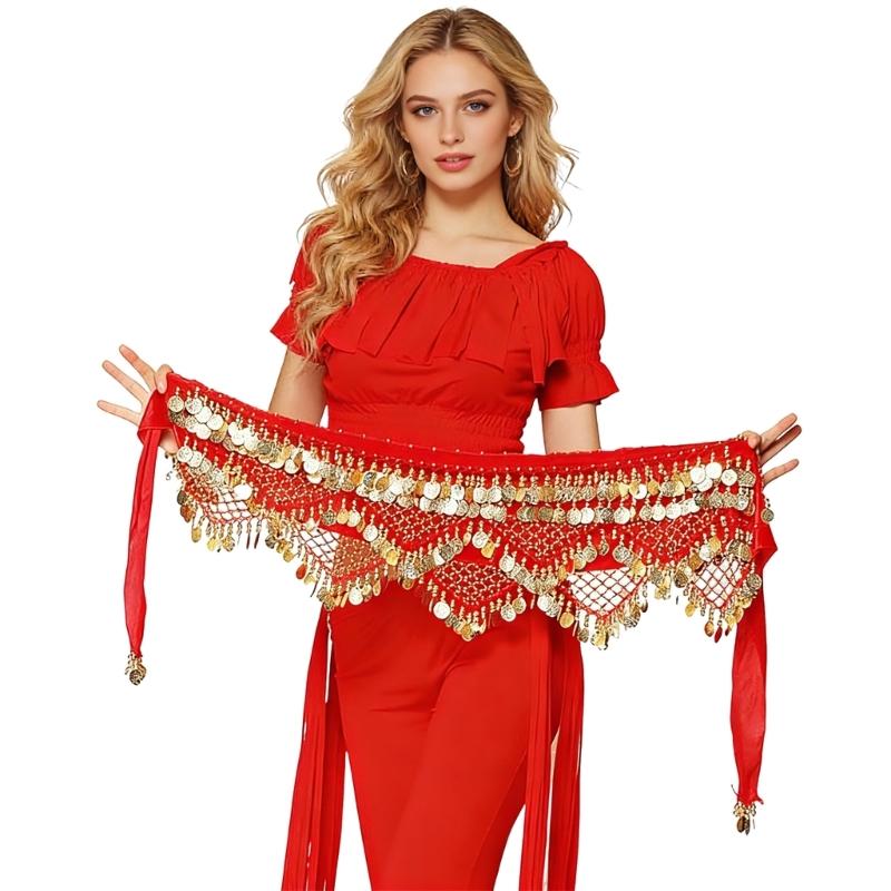 Coins Wrap Skirt Belly Dance Hip Scarf Wrap Sparkles Mini Skirt Raves Festival Outfit Halloween Costume for Women Girls