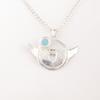 Blue Cat's Eye Gemstone 925 Sterling Silver Jewelry Handmade Owl Pendant 1.48" CP-17-40