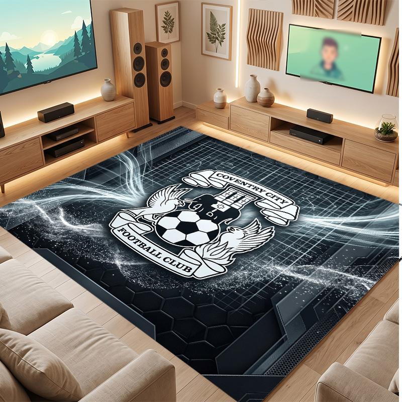 Tappeto in Velluto di Cristallo con Stampa del Coventry City Football, Comodo Assorbente d'Acqua Antiscivolo Tappeto per Pavimenti Interni
