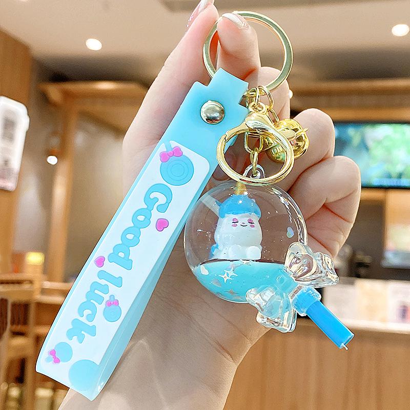 Purple Star Liquid Quicksand Keychain with Cherry Blossom Oil-Filled Pendant - Cute 3D Backpack Charm for Women