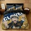 Black Clover Pattern Bedding Quilt Set Quilt Cover Pillowcase Home Birthday Gift(1 * duvet cover + 2 * pillowcase, without core)