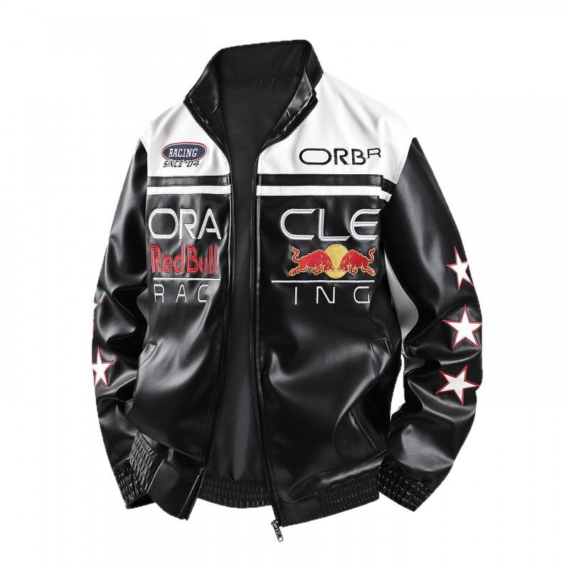 Polaris Racing F1 Embroidered PU Leather Jacket Loose Fit Unisex Women