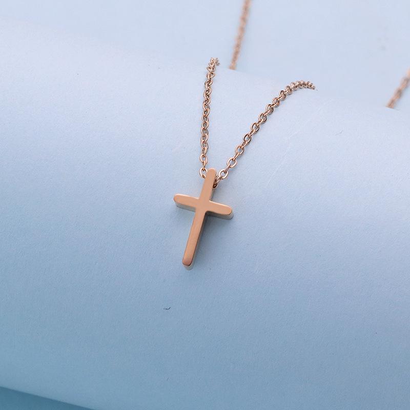 

Ожерелье-крест из стерлингового серебра 925 пробы для женщин – Корейская роскошная цепочка на ключицу, Холодный стиль 925 Silver розового золота