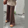 Women's Fashionable Casual Draping Knitted Wide-Leg Pants Elastic Waist Embossed Wool Mopping Trousers