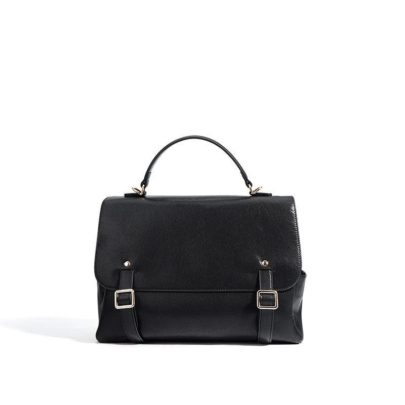 Fashiable leather retro style double shoulder messenger bag, versatile for commuting, high-end feel, leather hand-held shoulde