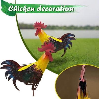 Creative Metal Three-dimensional Hand-painted Iron Rooster  And Garden Sculpture
