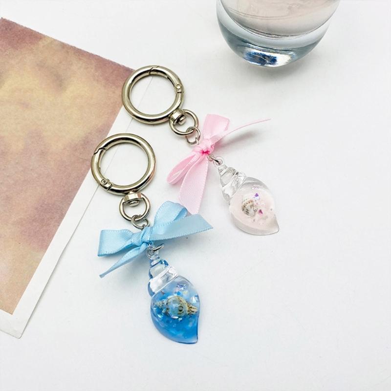 Stylish Conch Bowknot Keychain Stylish and Unique Keyrings Decoration Fashionable Accessory for Purses or Backpacks