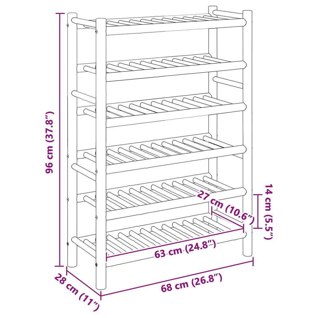 Shoe Rack with Storage Shelf Natural 68 X 28 X 96 Cm Bamboo