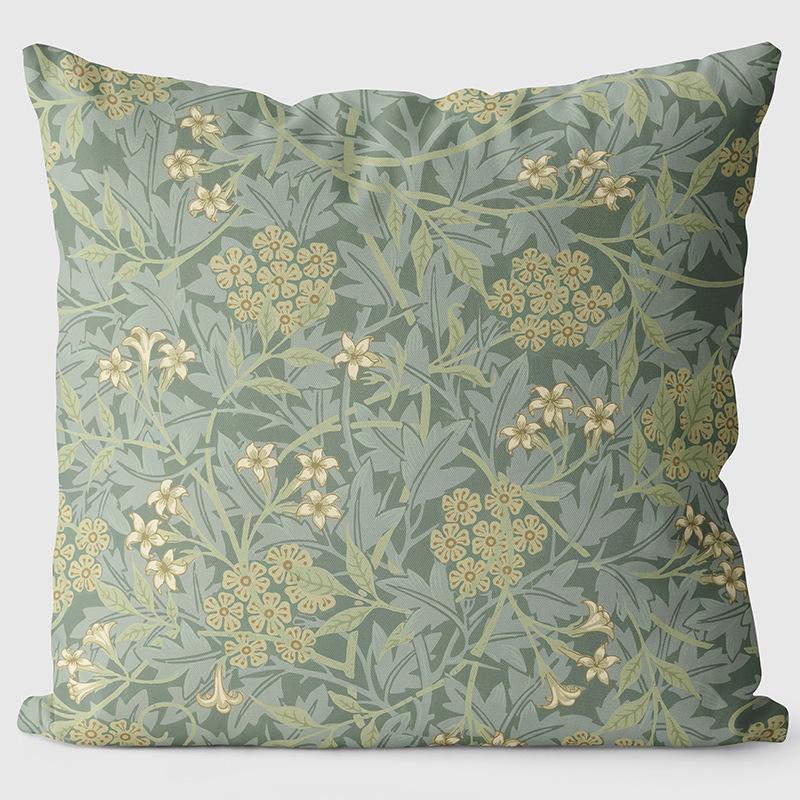 

European Pastoral Floral Suede Pillow Modern Minimalist Art White Rose Sofa Living Room Waist Pillowcase Pillow Cushion flannel 45x45cm double-sided [without pillow core]