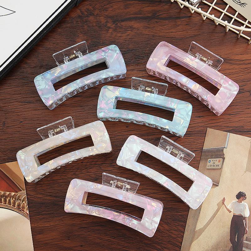 Korean Fashion Transparent Candy Color Square Hair Clip - Imitation Acetate Shark Clip for All Hairstyles
