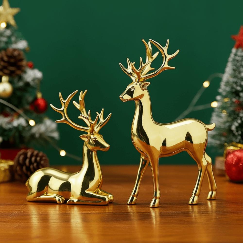 Creative Deer Desktop Ornament Modern Cute Christmas Deer Statue Durable Sitting/Standing Position Reindeer Sculpture