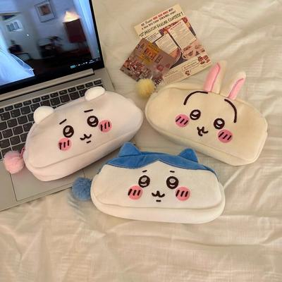 Plush Pencil Bag Hachiware Usagi Pencil Bag Japanese Cute Plush Stationery Bag Large Capacity Student Stationery Box