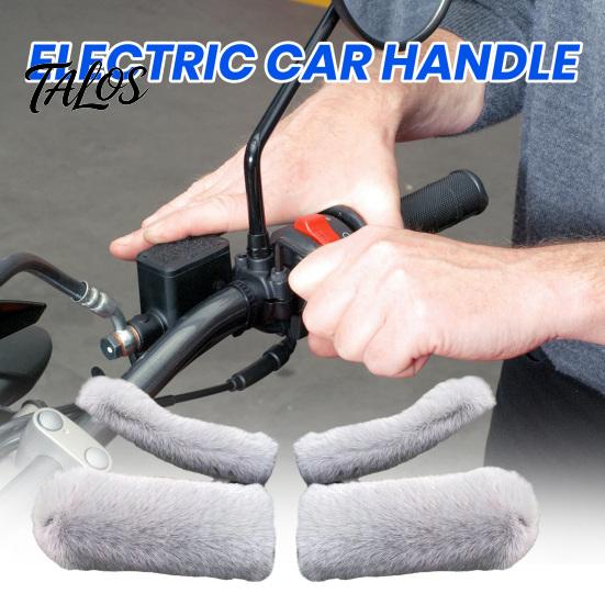 Winter Motorcycle Accessories 1 Set Handlebar Cover Soft Touch Thick Plush Cold-resistant Anti-slip Grip Covers Solid Color Universal Washable