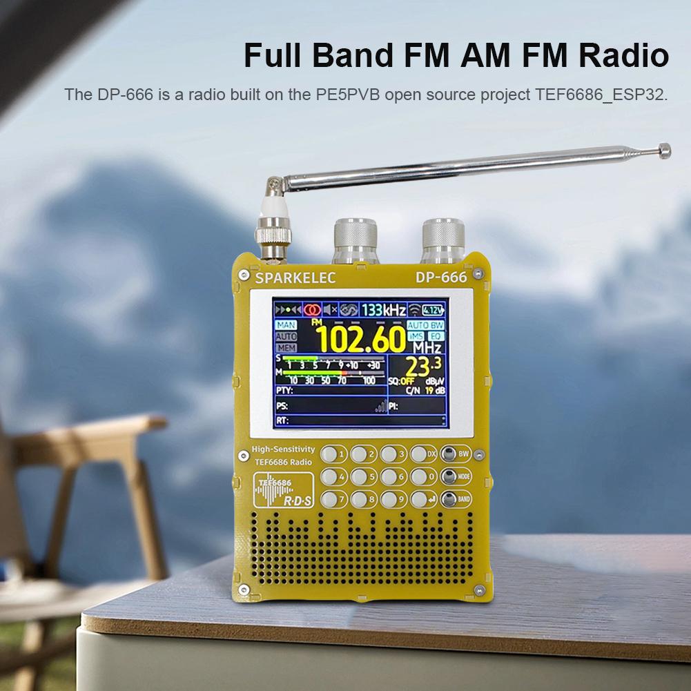 DP-666 TEF6686 Radio High Sensitivity Portable Full Band FM AM Short Wave Radio FM/LW/MW/SW DSP Receiver 2.8-inch LCD Screen
