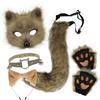 Fox Tail Set Cat Ear Headpiece Tail Fluffy Cat Claw Glove Headband Necklace Set Lolita Anime Halloween Cosplay Costume Accessory