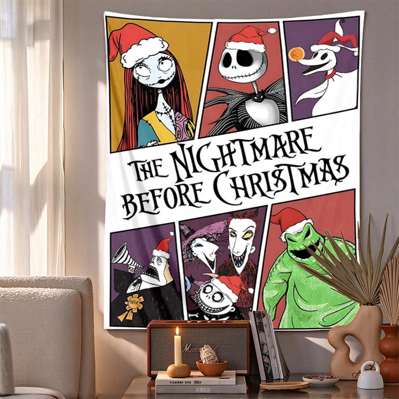 Nightmare Christmas Pattern Tapestry Wall Hanging Boho Aesthetic Wall Blanket For Bedroom Living Room Dorm Home Wall Decor 1012596