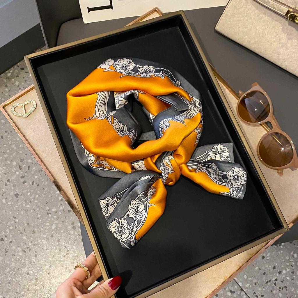 Small Silk Scarf Women's Spring and Autumn Thin Korean Version Versatile Thin and Narrow Long Scarf Tied Hair Temperament Square Scarf with Suit Shirt