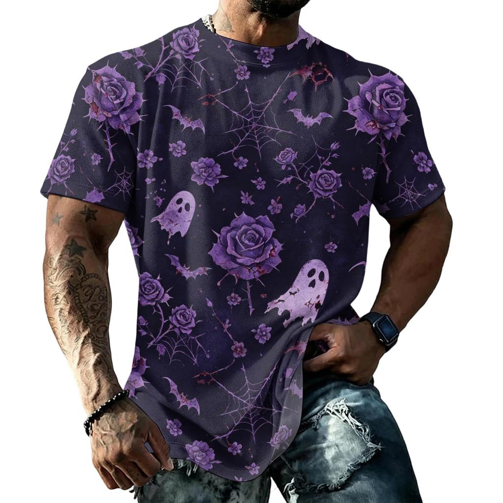 Men's Halloween T-Shirt Short Sleeve Round Neck Printed Tee for Casual Wear