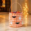 Trick or Treat Bags Halloween Bucket Basket for Kids Boys Girls Plaid Pumpkin Fall Festival Decorations Bat Ghost Candy Tote Bag with Handle