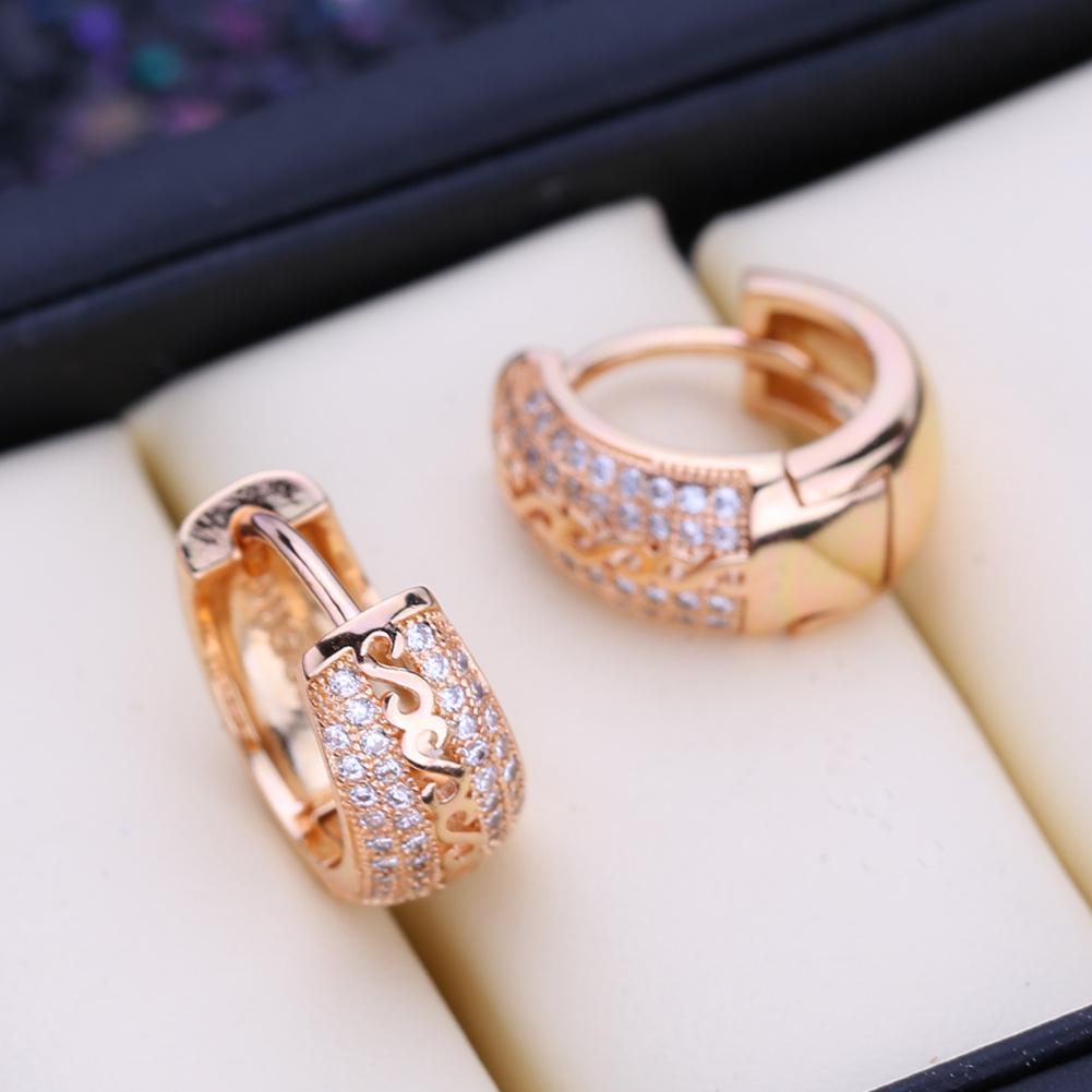 FEEYOO boucles d'oreilles à Clip couleur or Rose boucle d'oreille de mode pour les femmes zircon cubique boucles d'oreilles bijoux