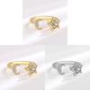 Star Moon Geometric Adjustable Ring With Zirconia For Women Fashion Jewelry
