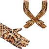 Gold Velvet Long Gloves Leopard Print Clubwear Mittens Fashion Dinner Dress Gloves  Halloween