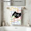 Rainbow Outline Cats Absorbent Towel, Cute Hidden Black Cat Bathroom Hand Towel
