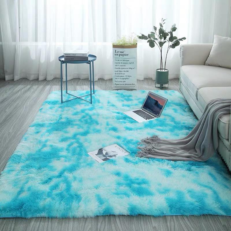 Cross-Border Minimalist Gradient Tie-Dye Long Pile Washable Carpet for Living Room, Bedroom, or Coffee Table.