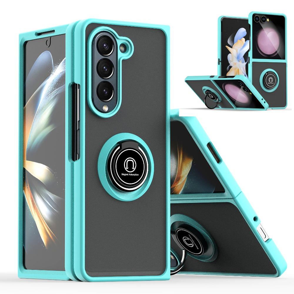 Matte Shockproof Car Ring Holder Phone Case For Samsung Galaxy Z Fold 7 6 5 4 3 Z Flip 7 6 5 4 3 Armor Hard Cover