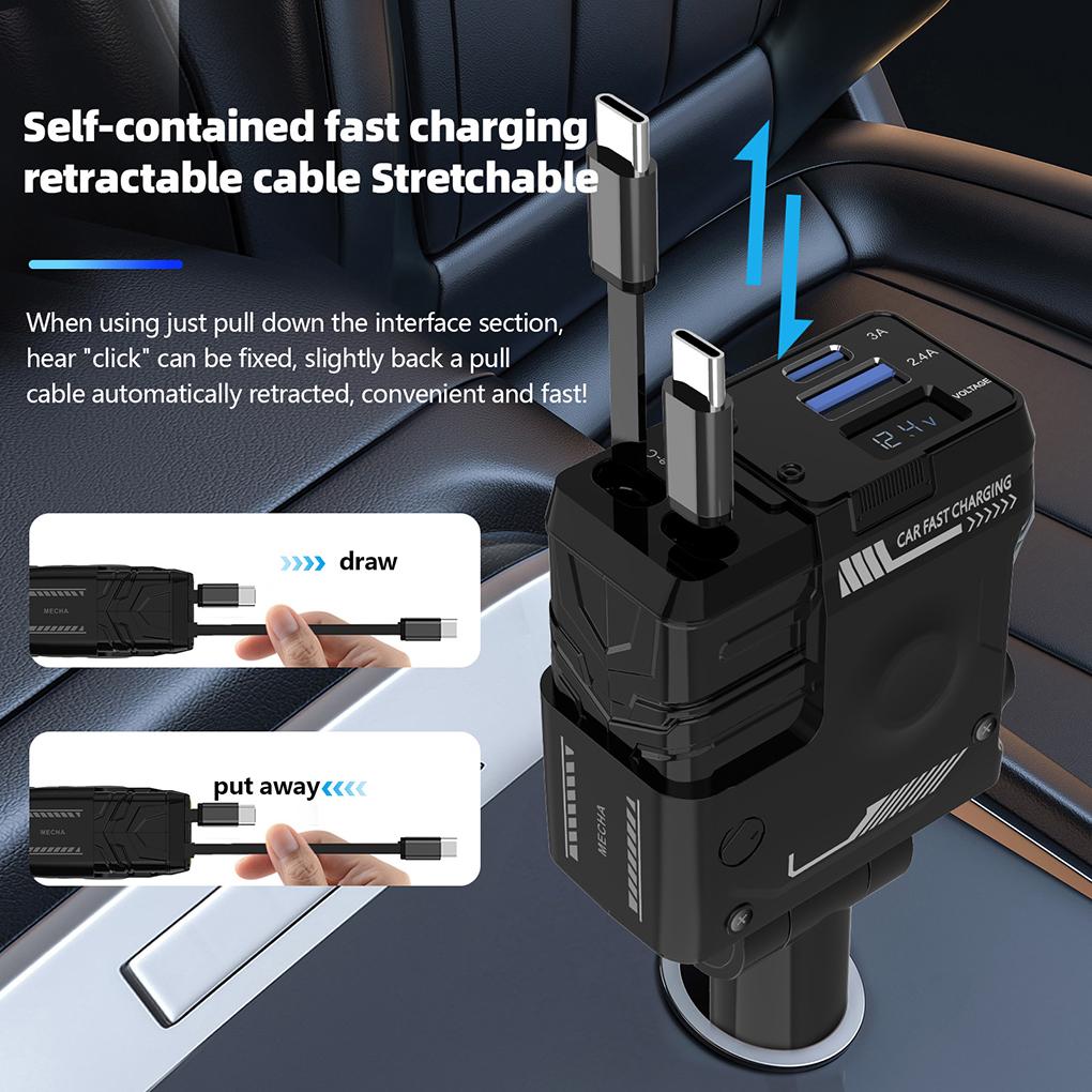 ABS Super Fast Car Charger With Dual Type-C Interfaces And Intelligent Chip Car Charger Adapter