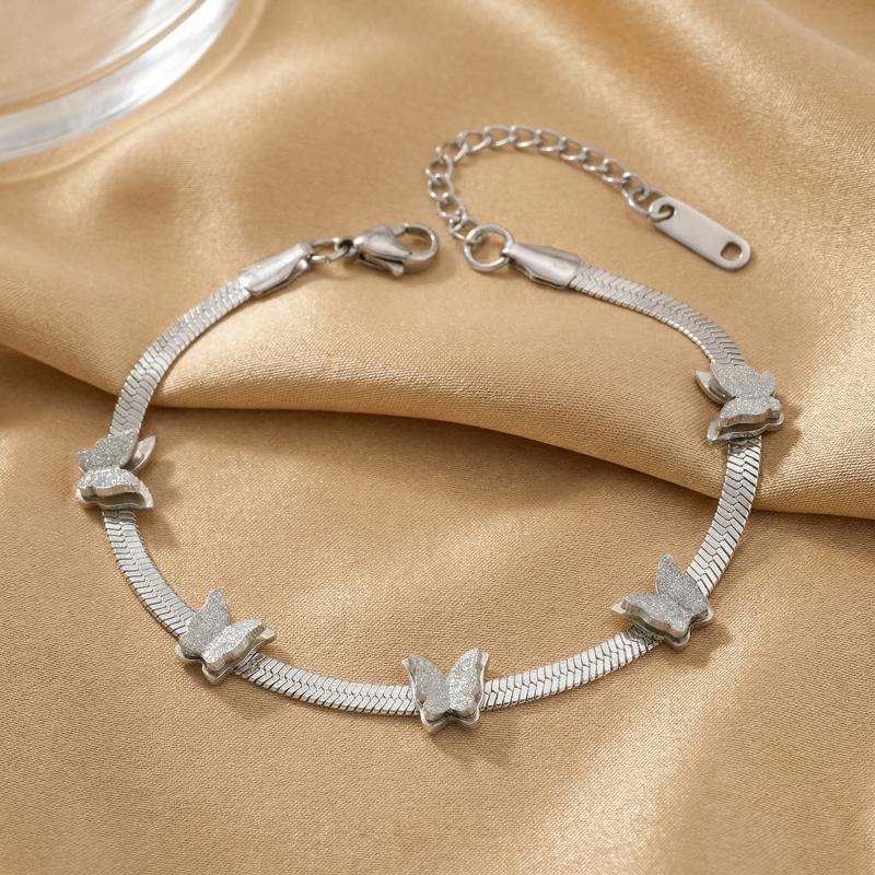 Trendy Rustfrit Stål 5-Deles Sommerfugl Dyre Charms Armbånd Til Kvinder Slangekæde Armbånd Smykker Gave