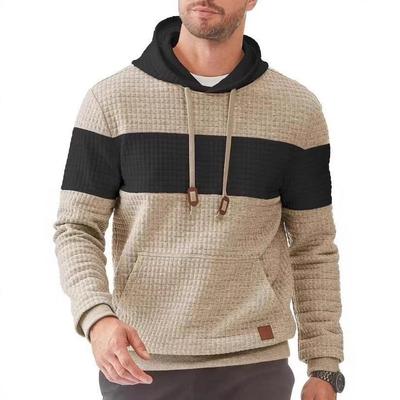 Europäischer Herren Karomuster Colorblock Hoodie - Frühling/Herbst Langarm Sweatshirt