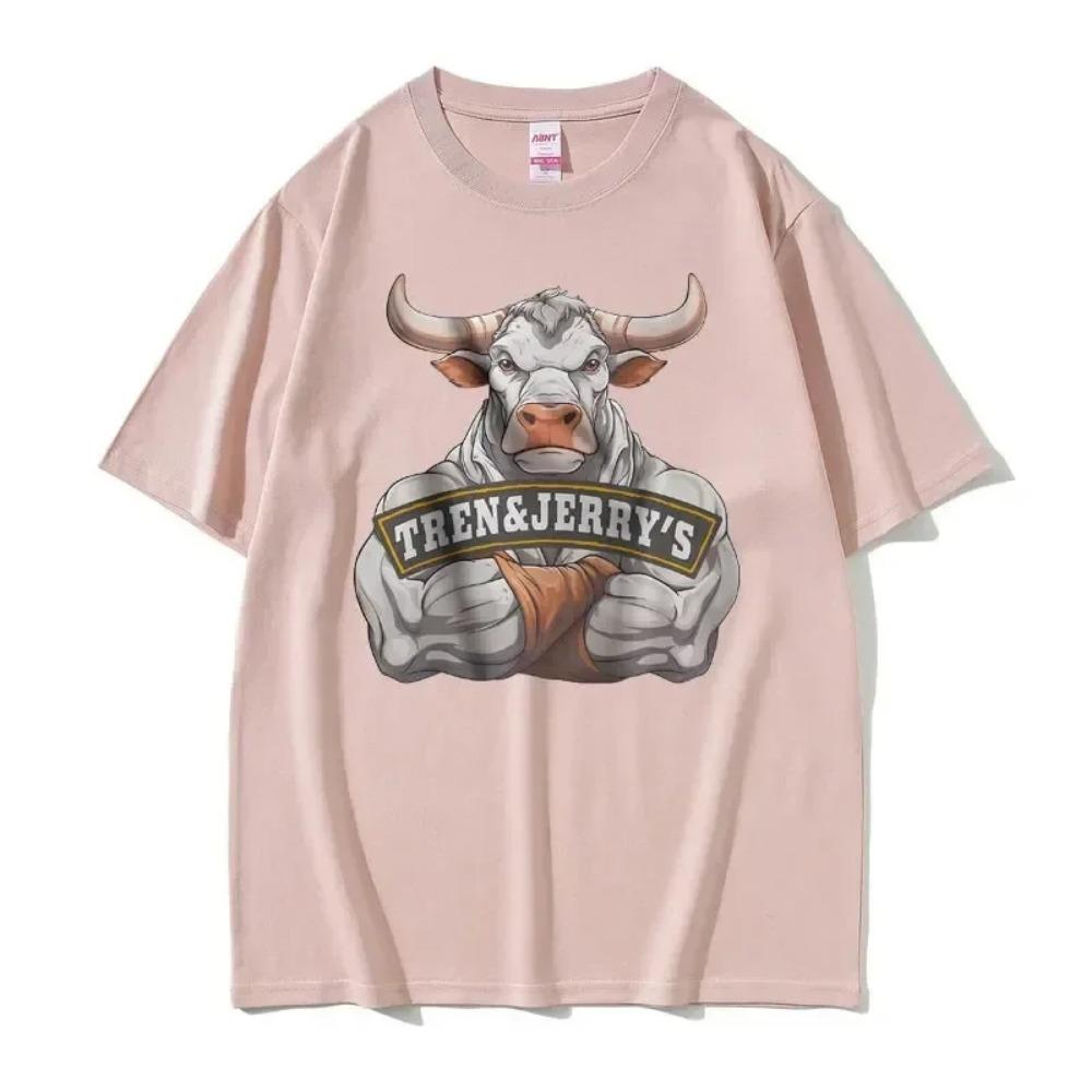 Funny Tren and Jerry's Oversized Pump Cover Meme Tshirt Men Women Gym Fitness Exercise Tee Shirt Male Causal 100% Cotton T-shirt
