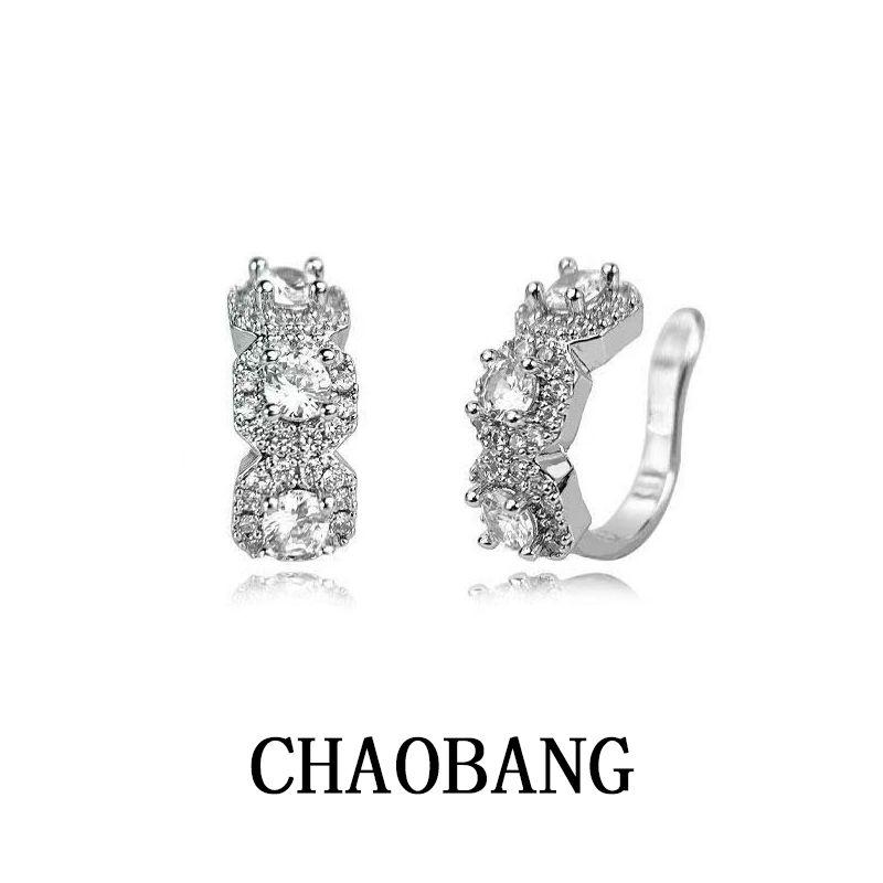 

Серьги-клипсы с бриллиантами из леденцового сахара для мужчин и женщин, нишевые серьги-клипсы, модное причудливое украшение, серьги из медного сплава [Without ear hole] silver ear bone clip a pair