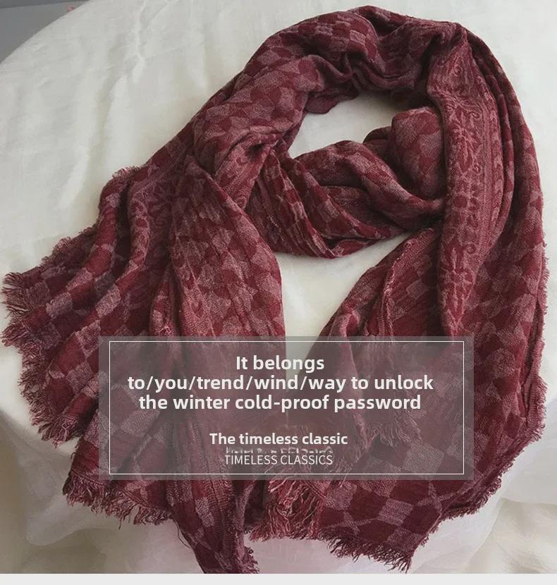 2023 New Women's Japanese Batik Navy Blue Polka Dot & Star Double-Layer Jacquard Scarf Shawl