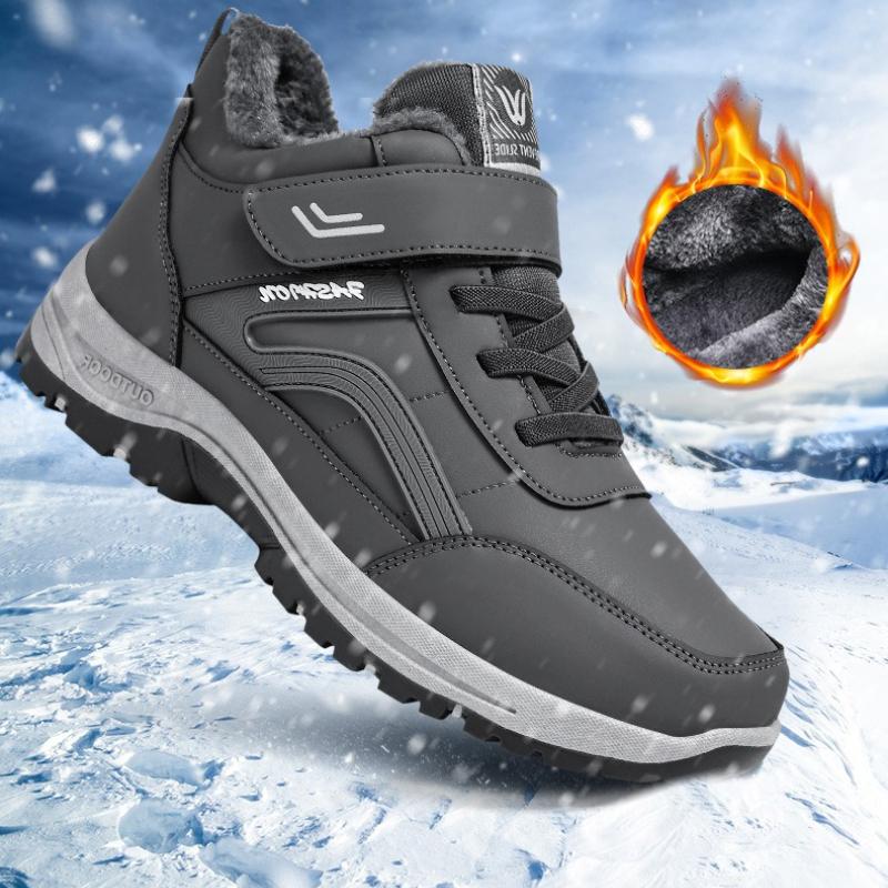 Men's Plus Size Winter Insulated Fur-Lined Snow Boots with Fleece Lining Ankle Boots with Slip-Resistant Soles for Hiking and Outdoor Activities