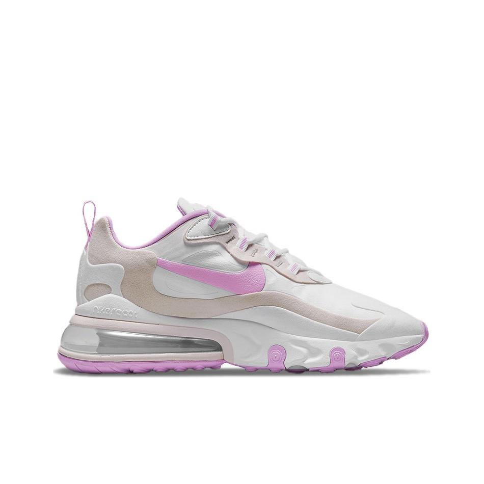 Nike Air Max 270 React Retro Bequem Langlebig Low Top Luftpolster Laufschuhe Damen Sneaker Off-White Lila CZ1609-100