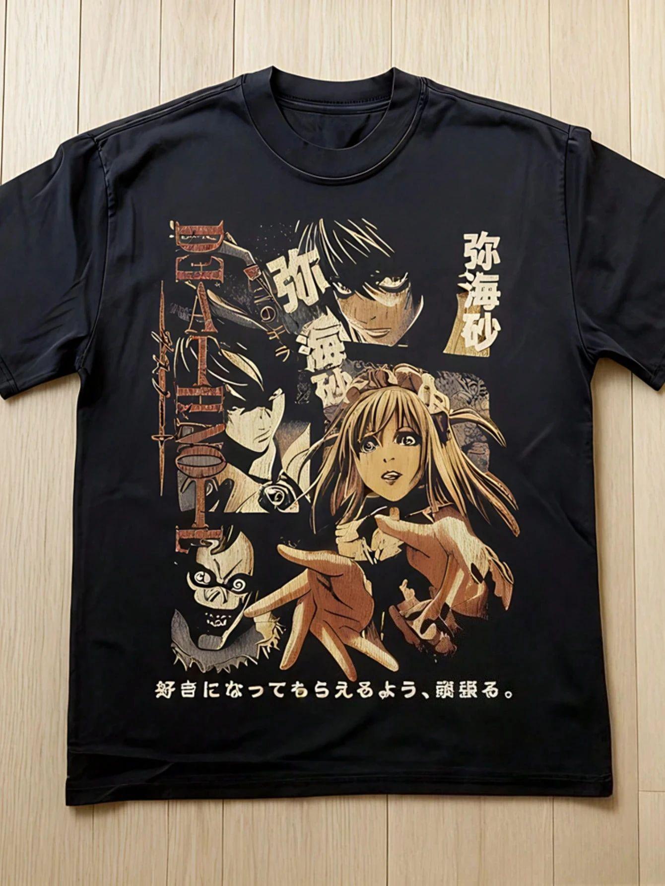 

Classic Vintage Anime T-shirts Death Note Anime T-shirts Retro Pattern T-shirts Y2k Graphic Printed Cotton Short-sleeved Unis... 5XL різнокольоровий