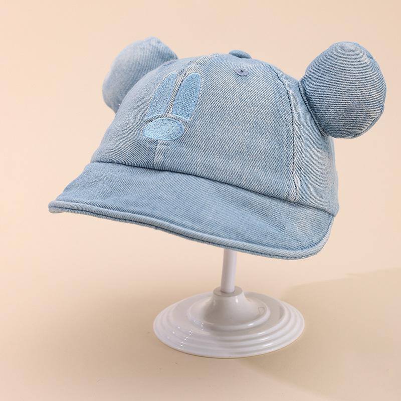 Korean Style Mickey Baby Sun Hat: Wide Brim, Duckbill Shade, Unisex Denim Baseball Cap for Spring.