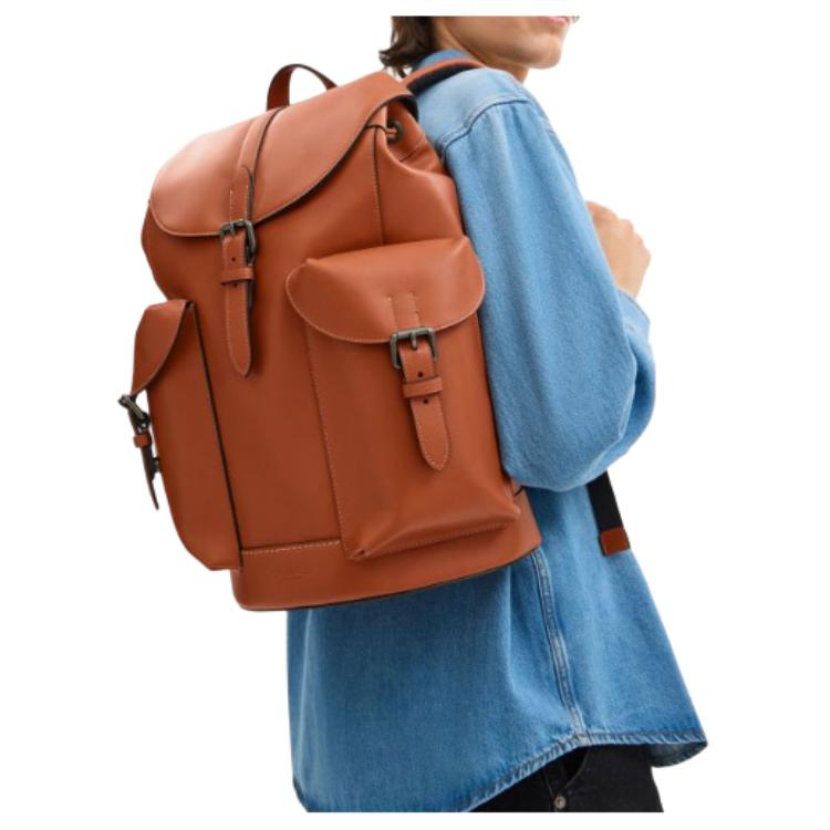 Coach Warner 31 Adjustable Strap Leather Backpack Large Unisex backpack Brown CBI65-QBTN2