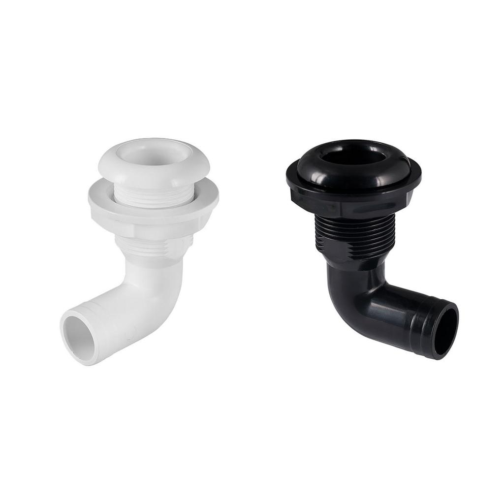 Universal ABS Water Bilge Sewage Outlet 90 Degree Drainage Deck Hose Connector for Marine Boat RV Plumbing System