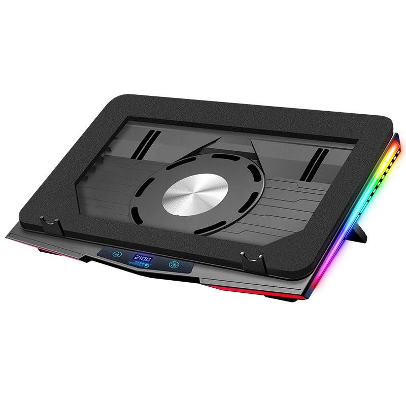 Coolcold Powerful Fan Pressure Gaming Laptop Cooling Pad Adjustable Stand With RGB Light Air Compression Notebook Cooler чёрный