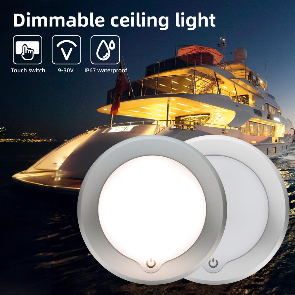 Ultra-thin RV Interior Light LED Dimmable Ceiling Dome Light Adjustable Brightness Touch Spotlight for Truck Motorhome Caravan