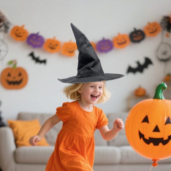 Velvet Witch Hat Sharp Corner Design Iron Wire Brim Role-Playing Themed Party Hat Halloween Costume Accessories