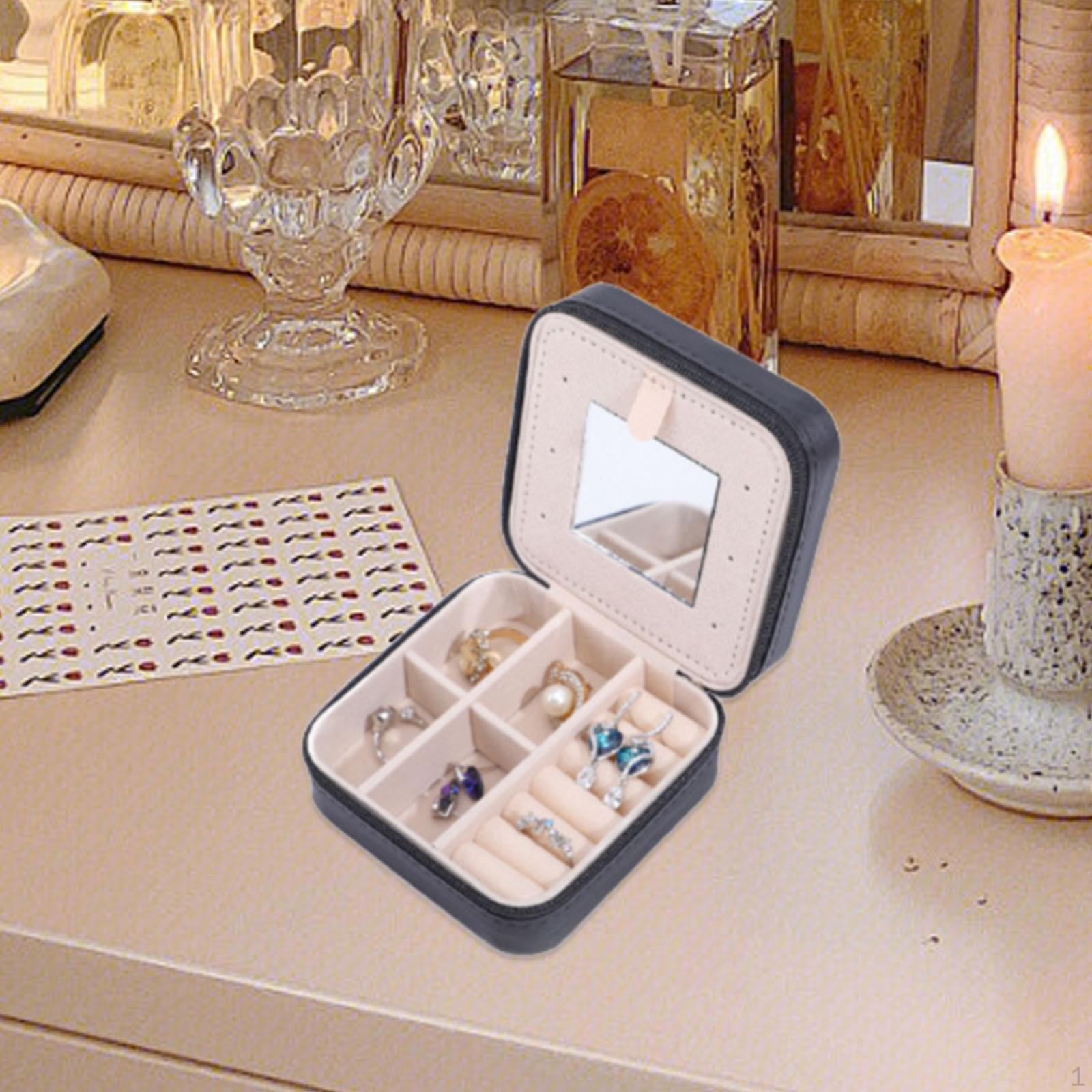 

Шкатулка для украшений, органайзер для сережек, подарочный контейнер, чехол для кольца, браслета, подвески чёрный