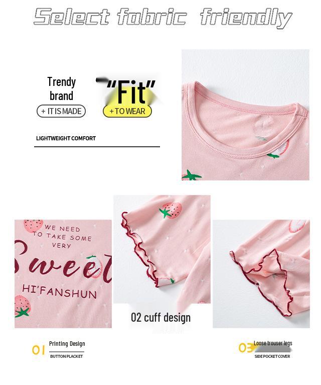 Girls' Modal Summer Pajama Set: Lightweight, Seven-Sleeve Baby Lounge Wear for Air Conditioning.