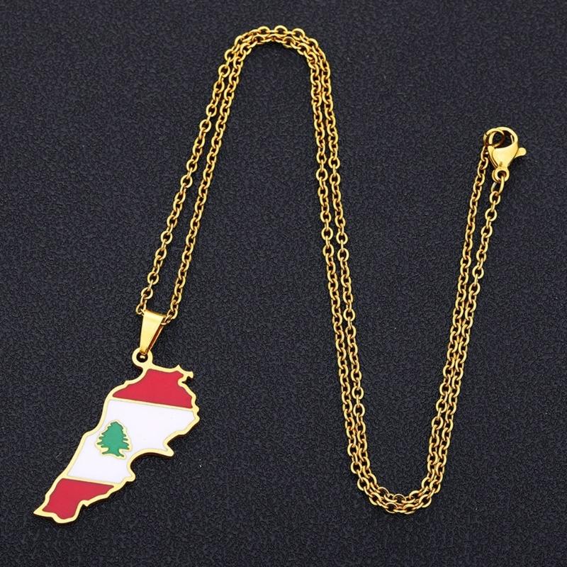 Unique Lebanese Map Designs Necklace Clear Detailing Necklace Alloy Texture Present for Stylish Women and Adventurers